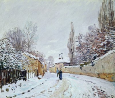 Weg onder sneeuw, bij Louveciennes, 1876 door Alfred Sisley